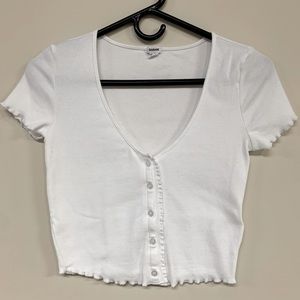 NWOT Garage White Lettuce Hem Crop Top Size M